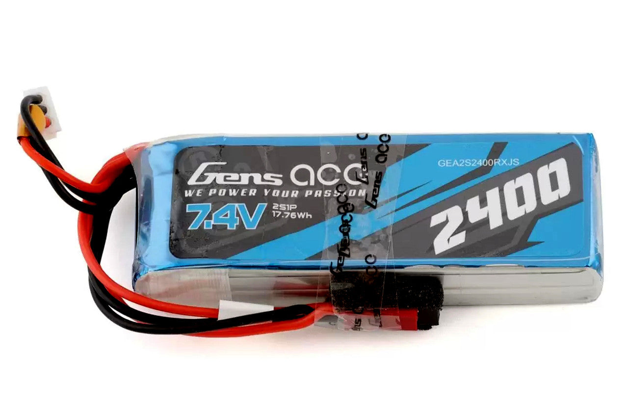 Gens Ace 2S 7.4V 2400mAh Receiver Li Po pack w/ Servo & JST plug
