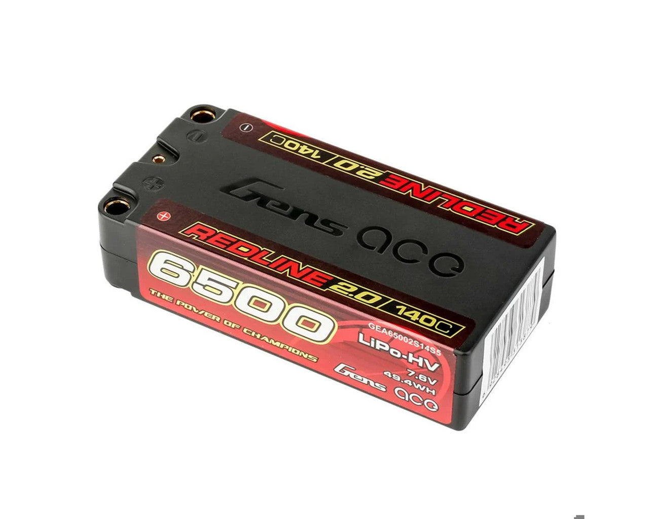 Gens Ace Redline 2.0 2S Shorty LiHV Battery 140C (7.6V/6500mAh) w/5mm Bullets