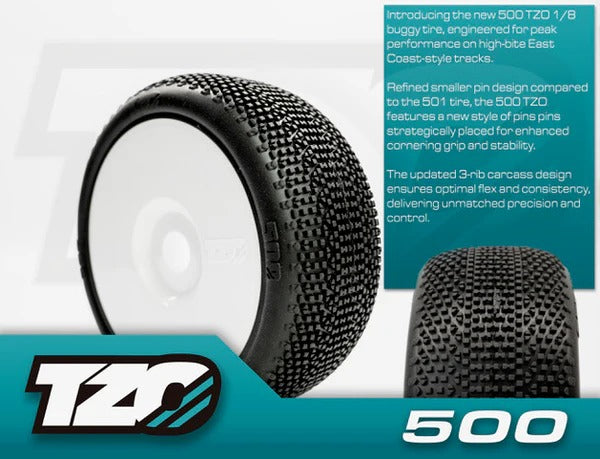 TZO 500 Car Set Non-Glued Tyres + Inserts + Rims 1/8 buggy wheels